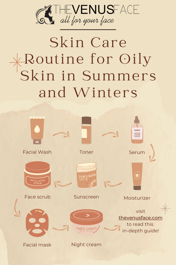skin care routine for oily skin in summers and winters thevenusface infographics
