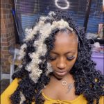 shoulder length black white butterfly locs with color thevenusface