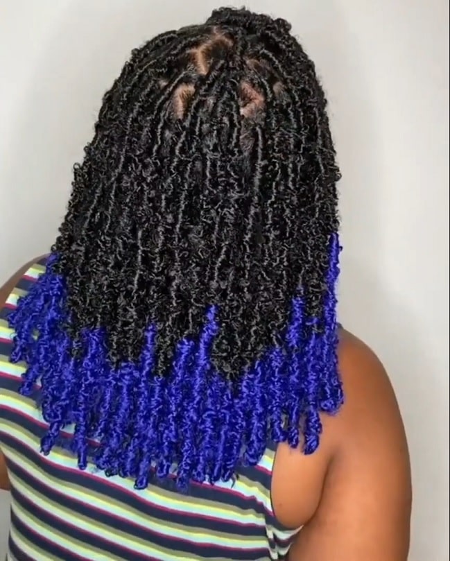 blue and black butterfly locs with color thevenusface