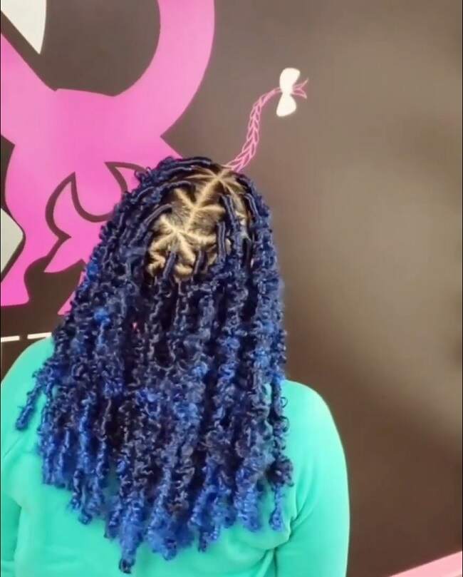 dark blue bright butterfly locs with color thevenusface