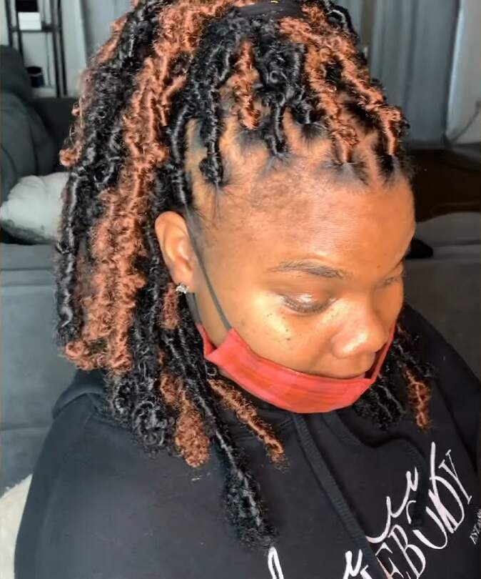 dark orange black butterfly locs with color thevenusface