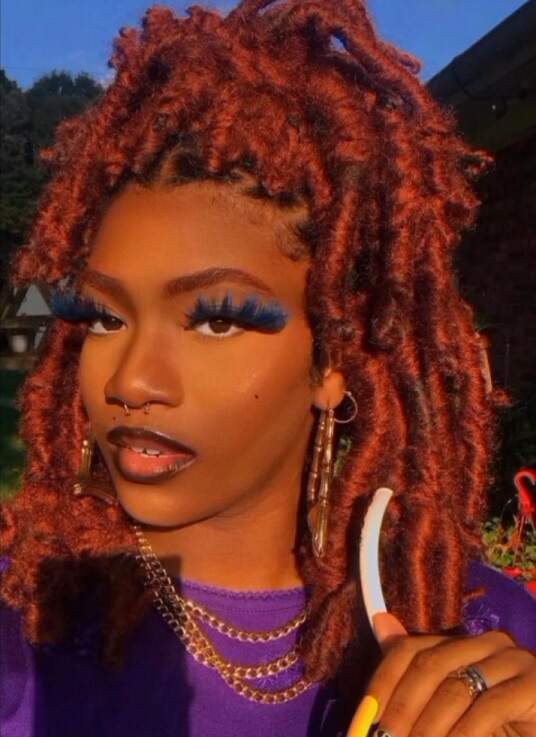 dark orange butterfly locs with color thevenusface
