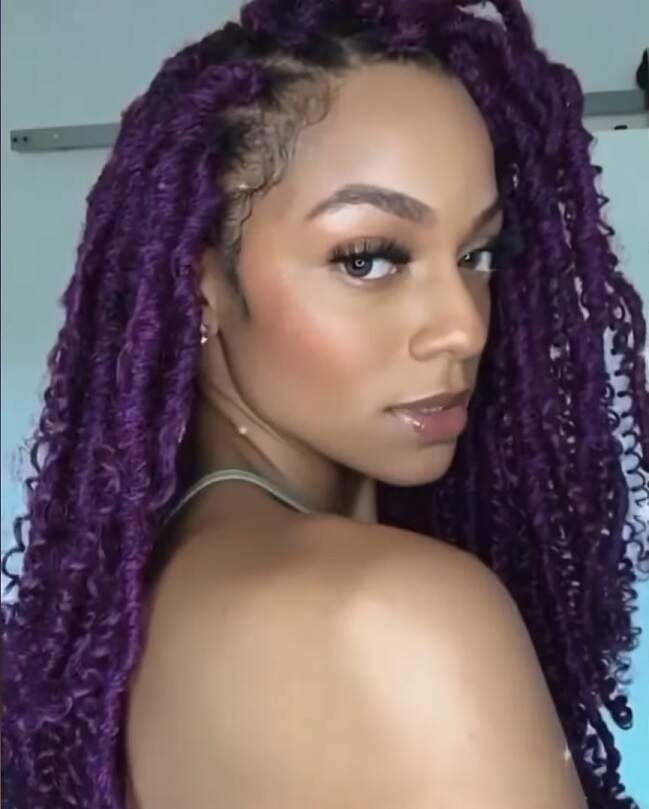 dark purple butterfly locs with color thevenusface