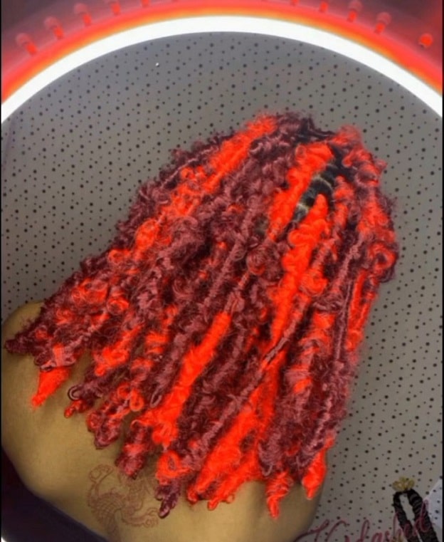 red crimson butterfly locs with color thevenusface