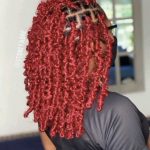 shoulder length red butterfly locs with color thevenusface