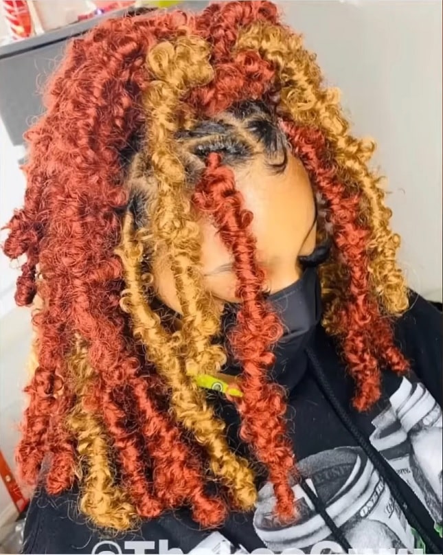 shoulder length yellow orange butterfly locs with color thevenusface
