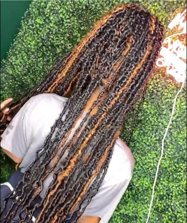 dark yellow brown butterfly locs with color thevenusface