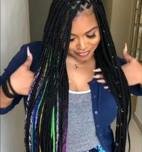 44 Knotless Braids With Color Photos for Haircut Ideas