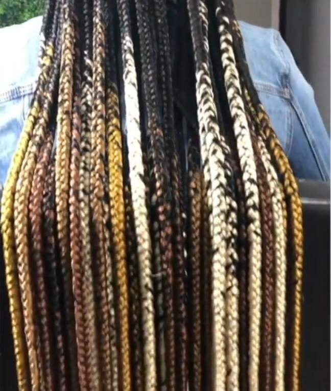 yellow gold white brown black knotless braid thevenusface